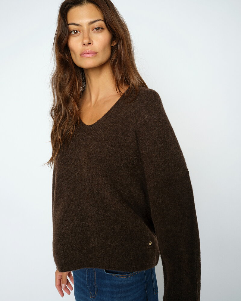 Jumper Thora v-ringad delicioso brun