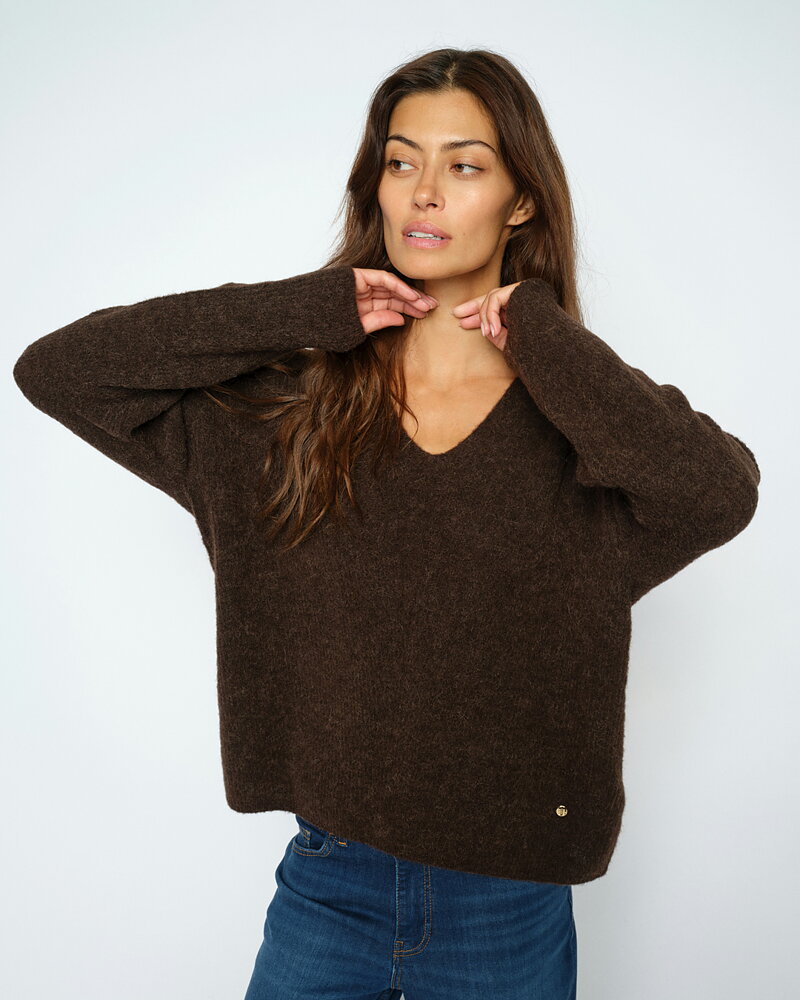 Jumper Thora v-ringad delicioso brun