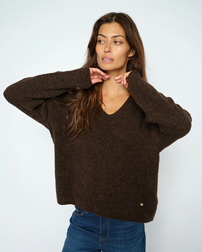Jumper Thora v-ringad delicioso brun