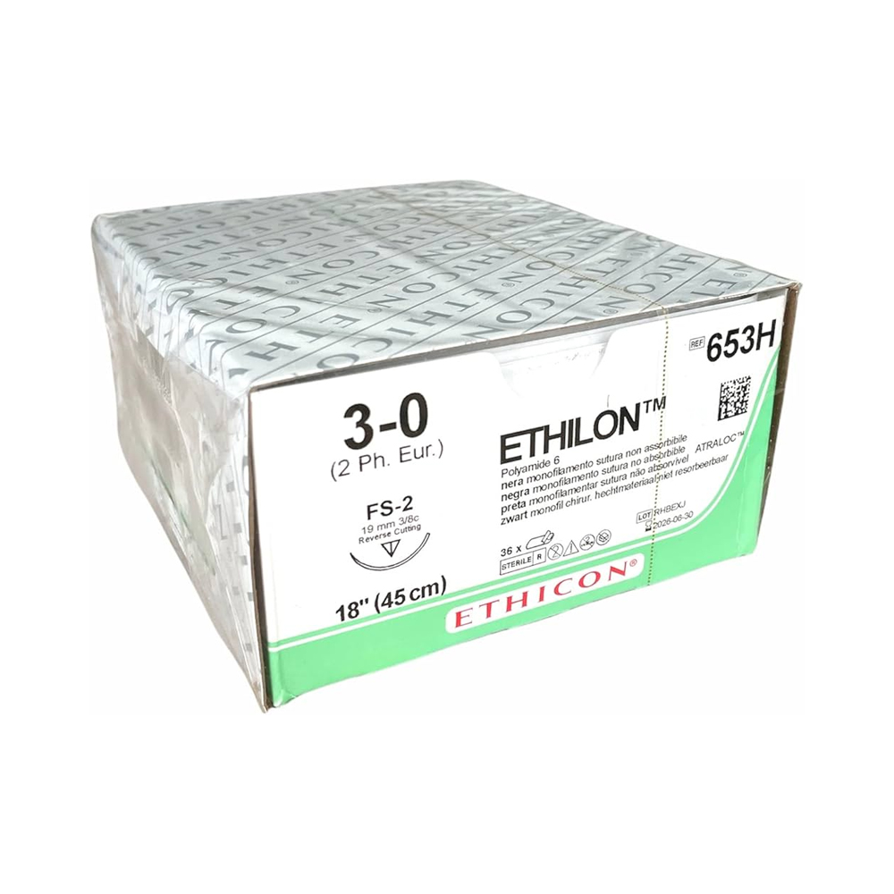 Ethilon® Sutur 3-0, 19mm 3/8 cutting 45 cm, Svart, 36st.