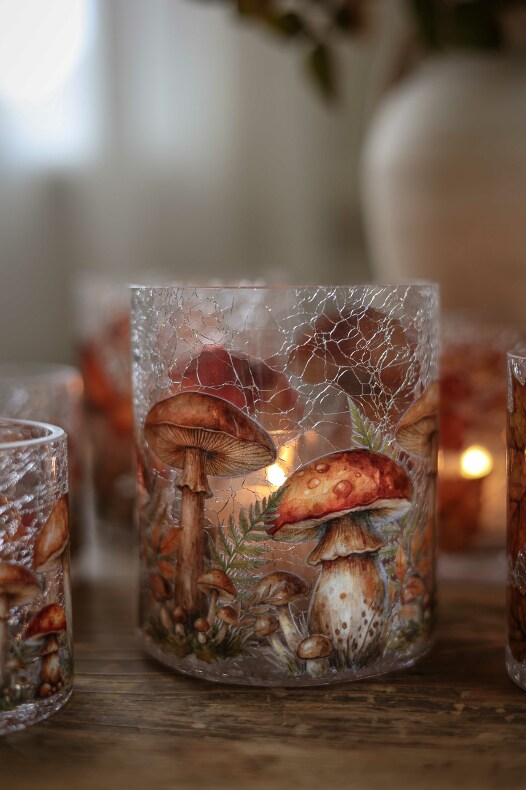 Ljuslykta - Autumn Forest Mushrooms- 10x12 cm - Majas Cottage - 3
