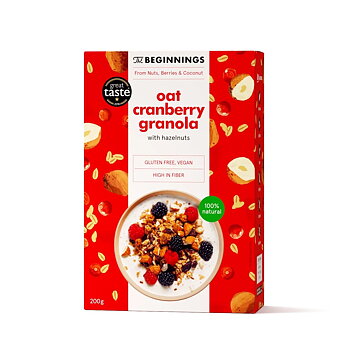 glutenfri proteingranola med tranbär beginnings 200g