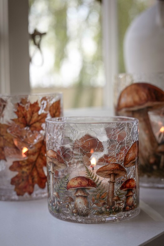 Ljuslykta - Autumn Forest Mushrooms - 8x8 cm - Majas Cottage - 3