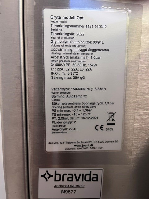 Kokgrytor JÖNI 80 liter Opti AutoTemp 32 - 7