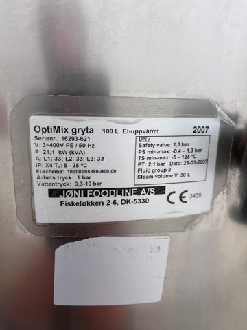 Jöni Optimix kokgryta 100 liter - 6