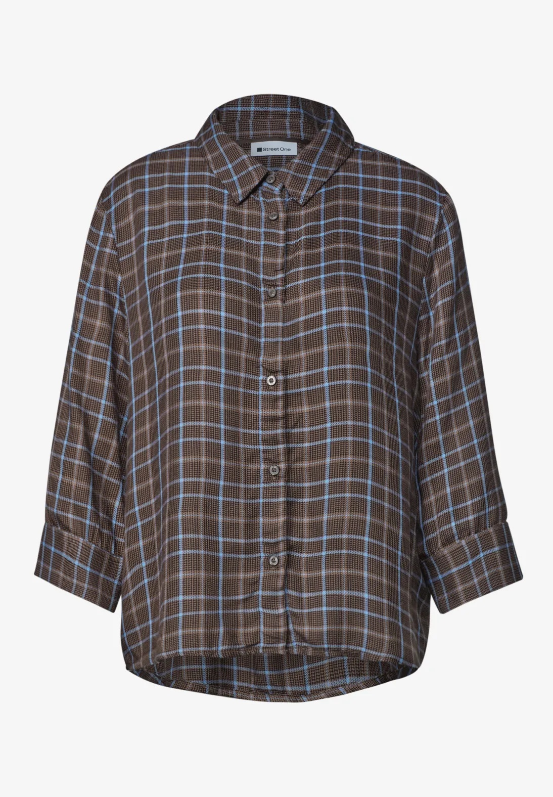 LTD QR Check Shirtcollar Blouse - Silk Brown - Street One - 4