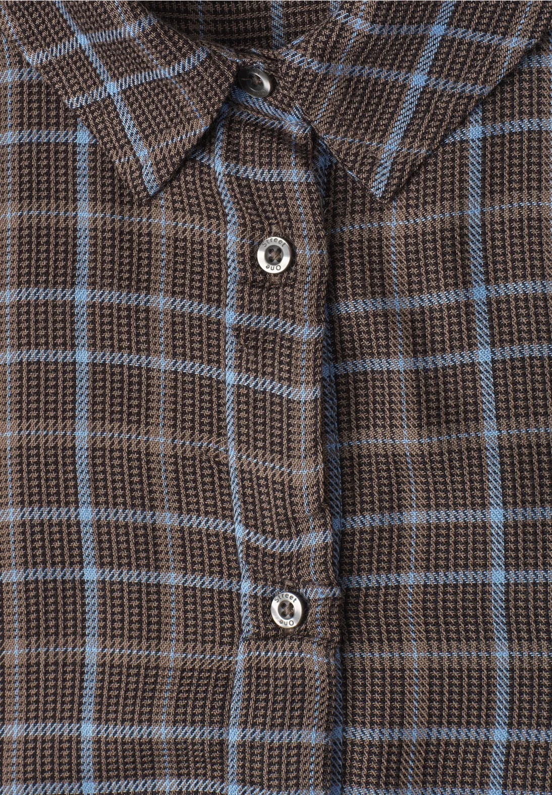 LTD QR Check Shirtcollar Blouse - Silk Brown - Street One - 5