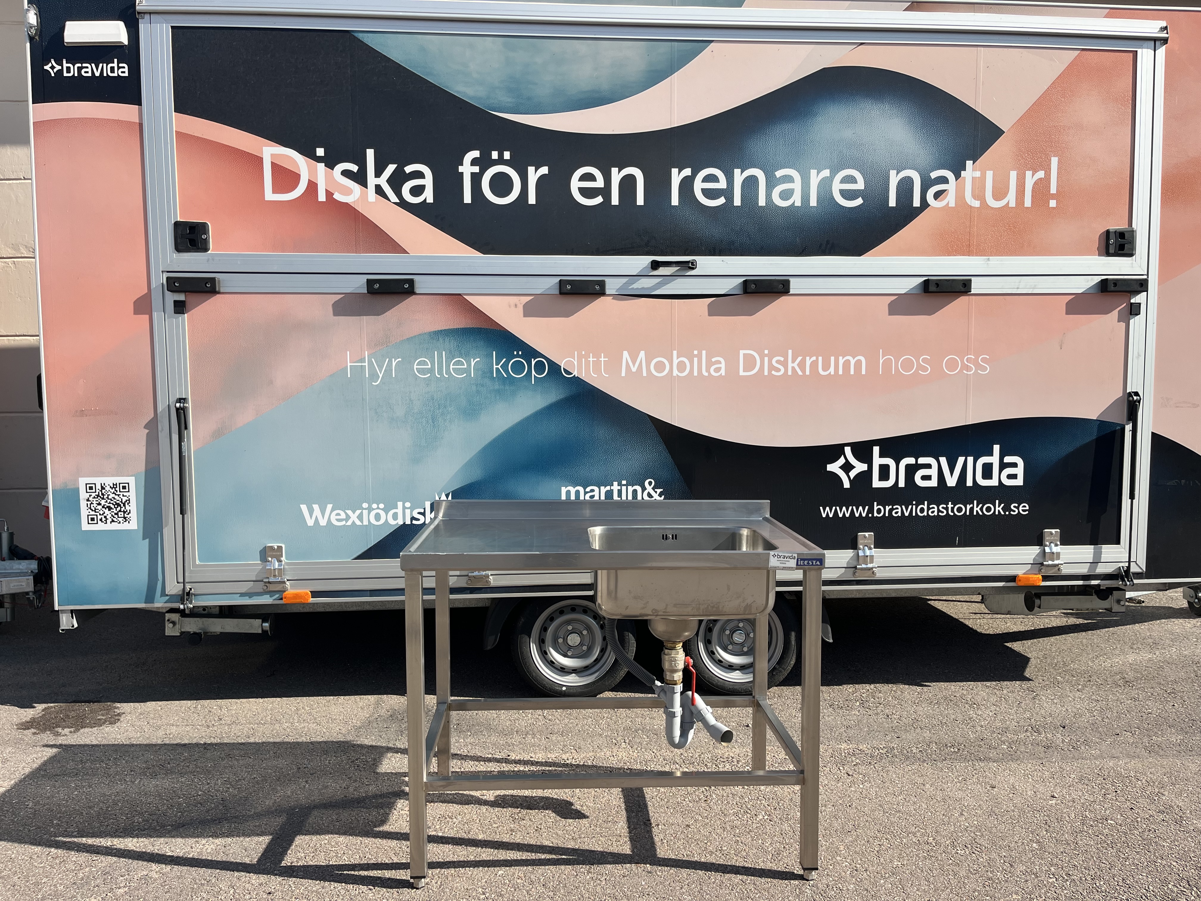 Begagnad rostfri bänk med vask