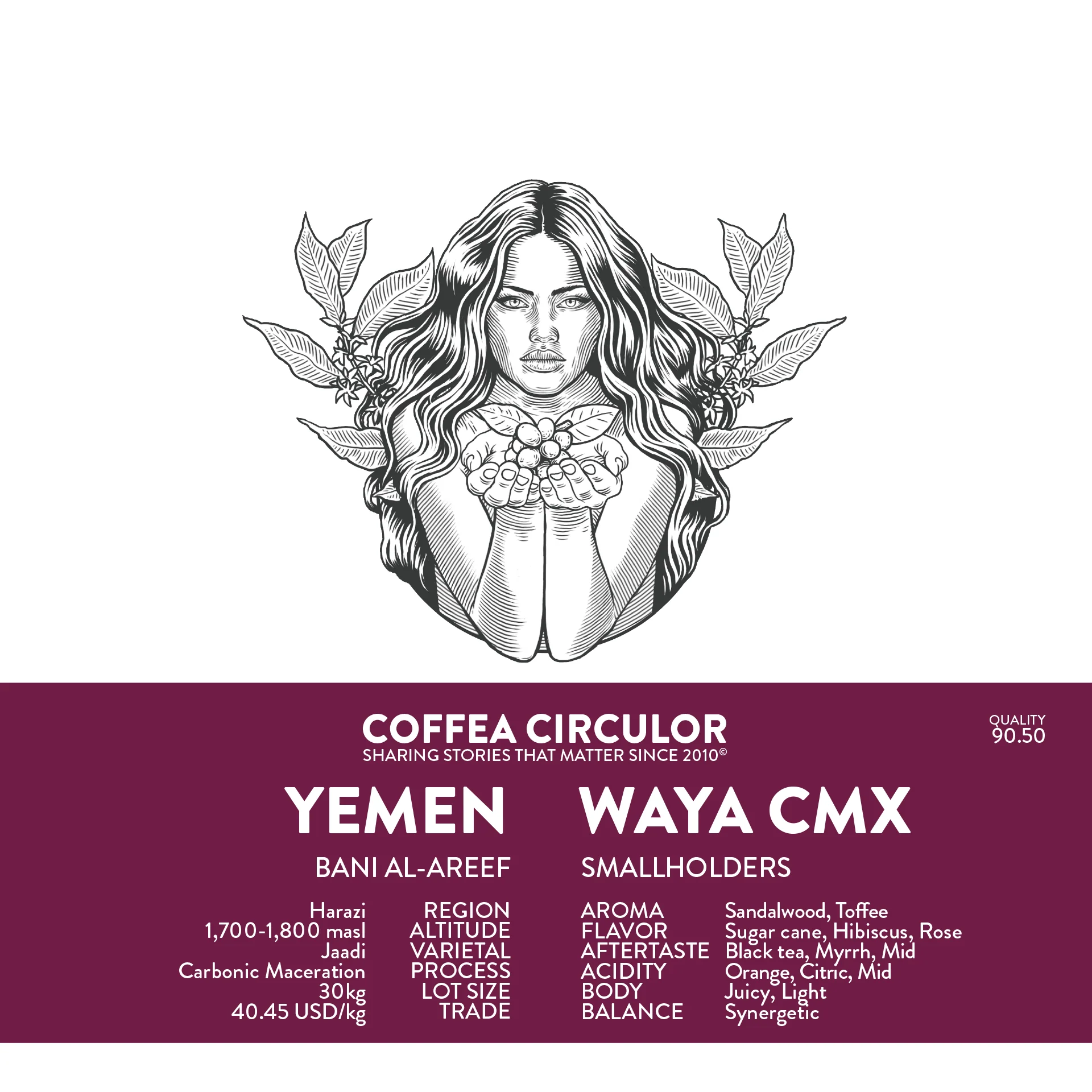 Coffea Circulor - WAYA CMX - Carbonic Maceration - Yemen - Ljusrostade kaffebönor - 250g