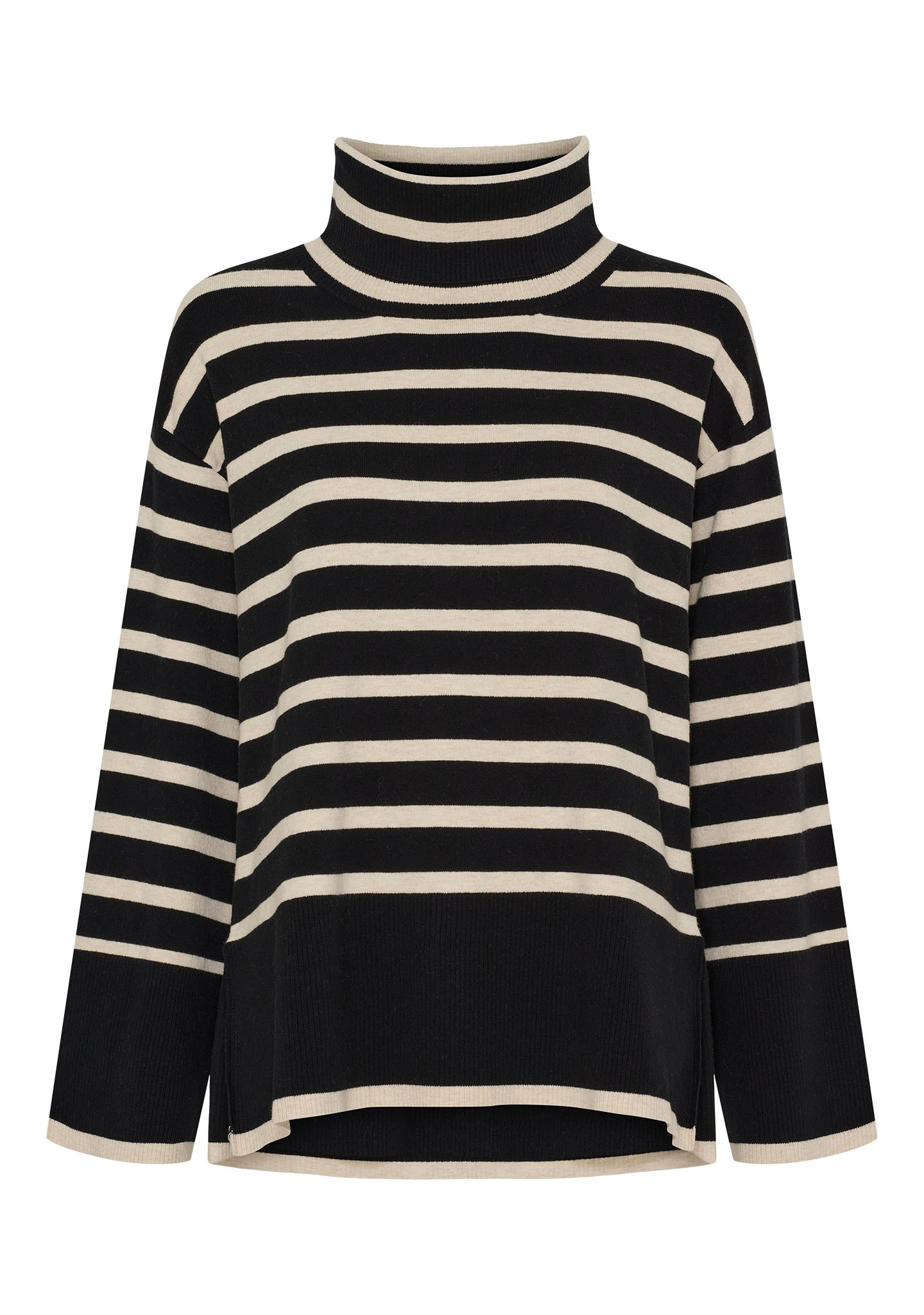 Frigga Rollneck Pullover - Black w/Cream - Isay