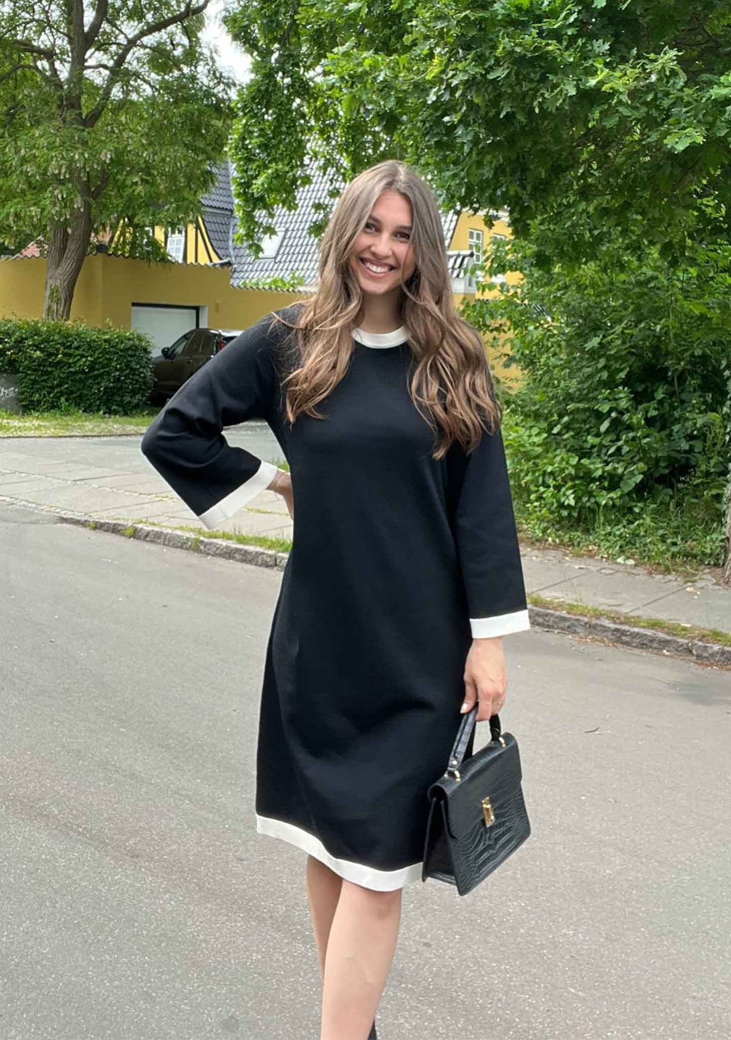 Jena Knit Dress - Black w/Cream - Isay