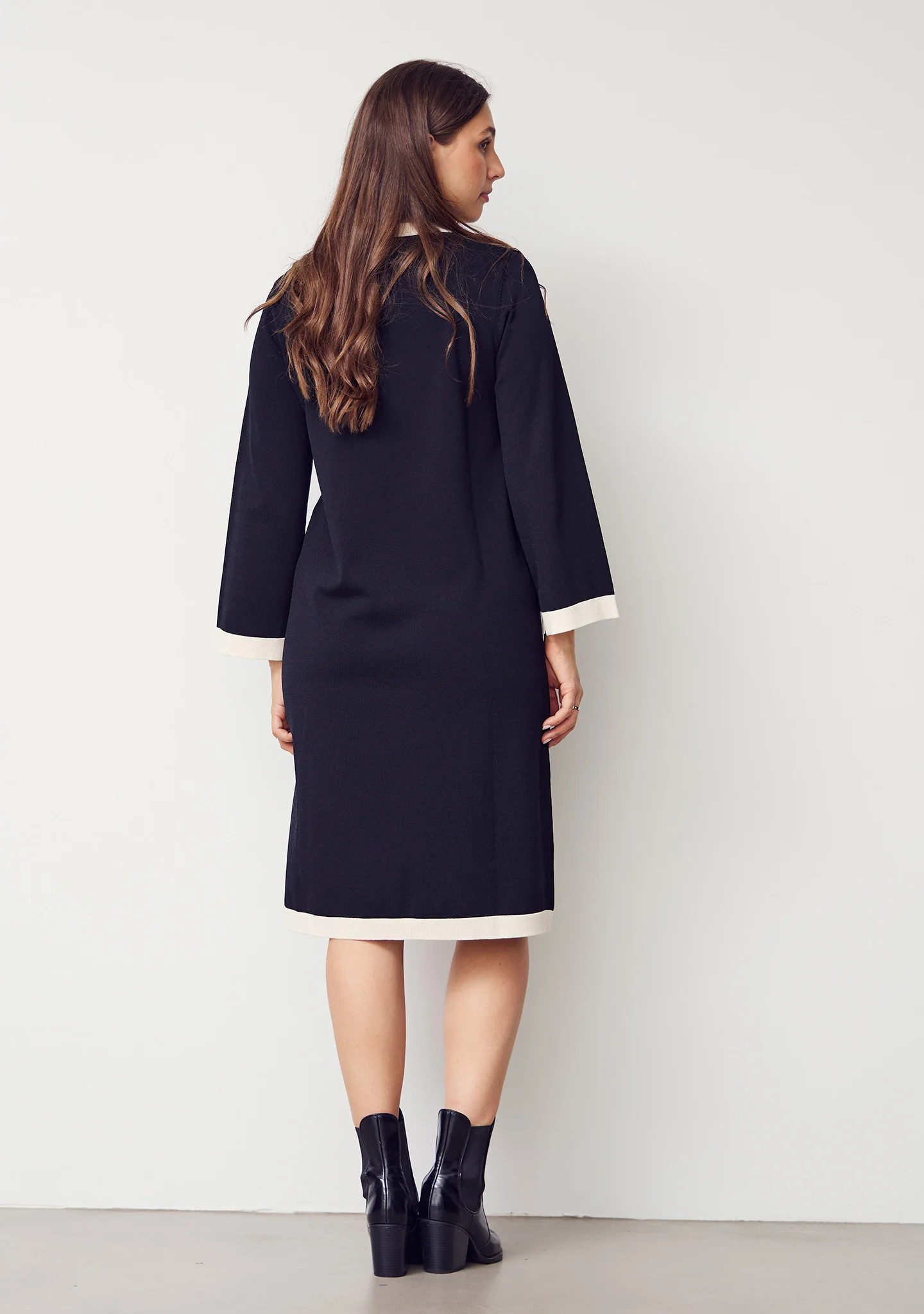 Jena Knit Dress - Black w/Cream - Isay - 3