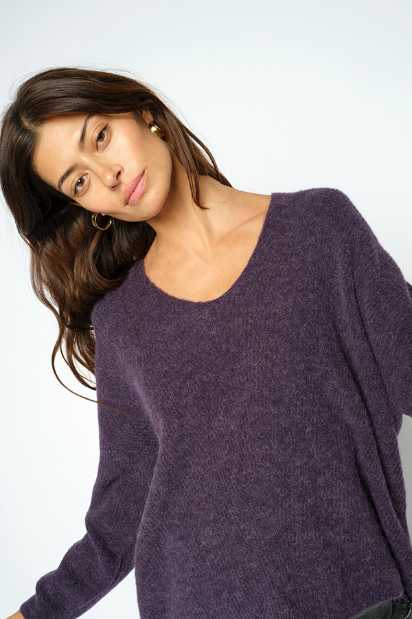 Mos Mosh - MMThora V-neck Knit Sweet Grape
