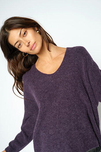 Mos Mosh - MMThora V-neck Knit Sweet Grape