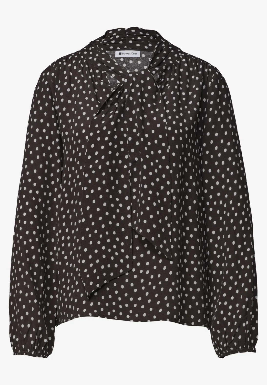 Printed Blouse Tie Detail - Black Coffee - Street One - 4