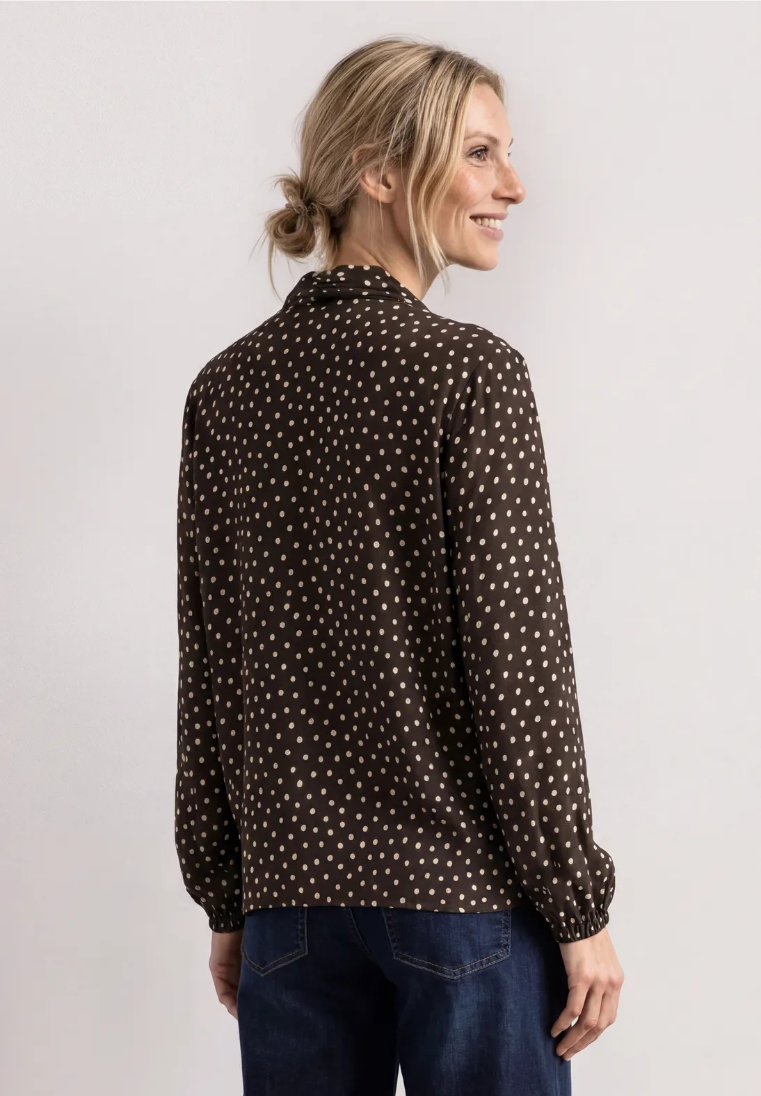 Printed Blouse Tie Detail - Black Coffee - Street One - 3