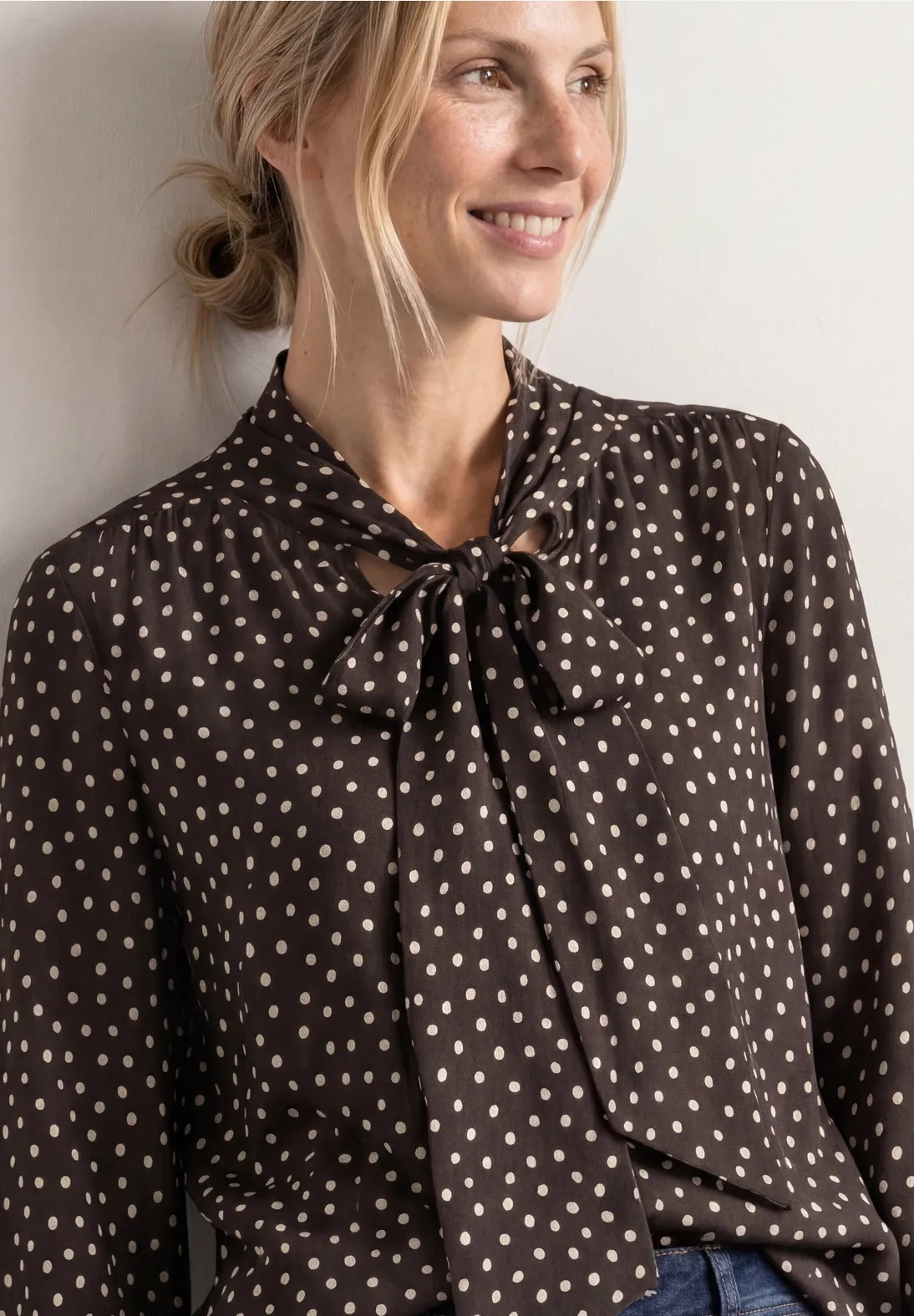 Printed Blouse Tie Detail - Black Coffee - Street One