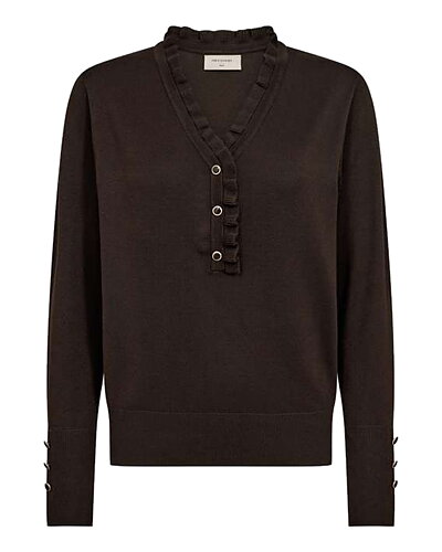 Jumper Katie v-ringad med knappar brun