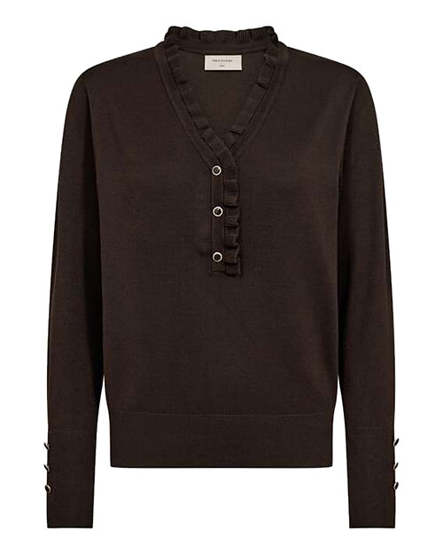 Jumper Katie v-ringad med knappar brun