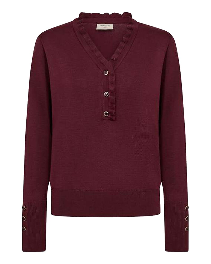 Jumper Katie v-ringad med knappar vinröd