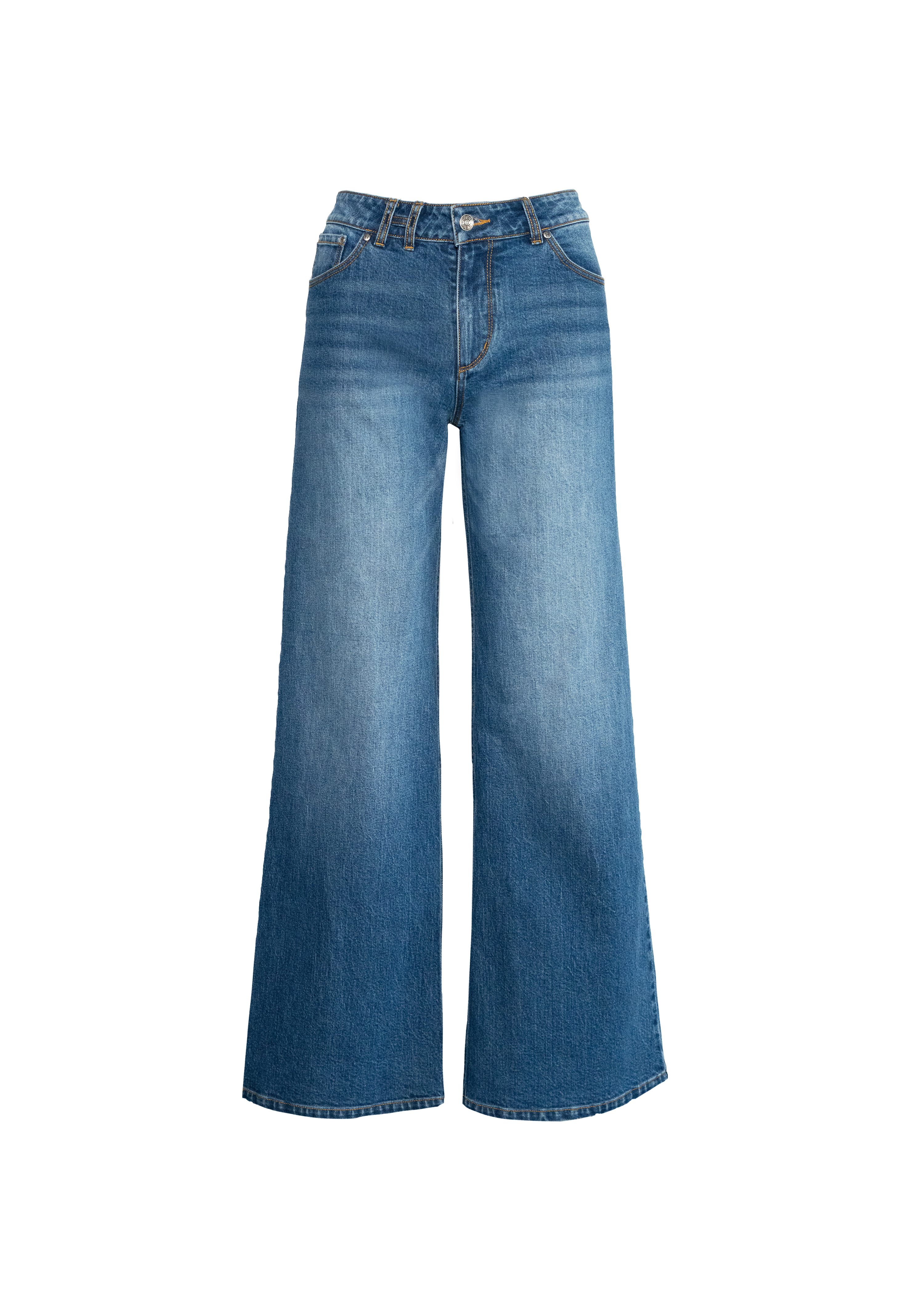 Irina Wide Leg Jeans - Medium Wash Denim - HÉST
