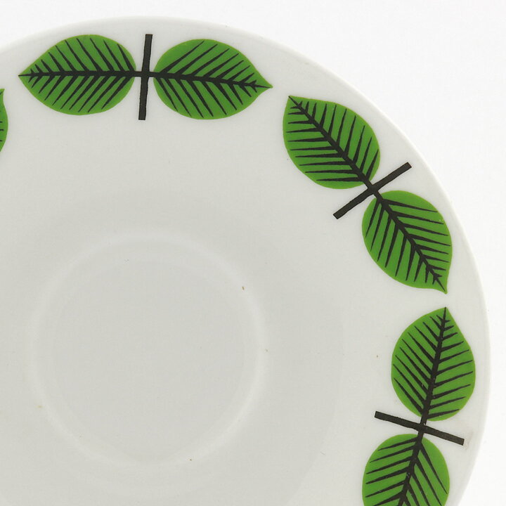Stig Lindberg (Berså 1961) Coffee Cup  Saucer with Green Leaf Decor 13 cm  [Sample Images]  [Free Shipping]