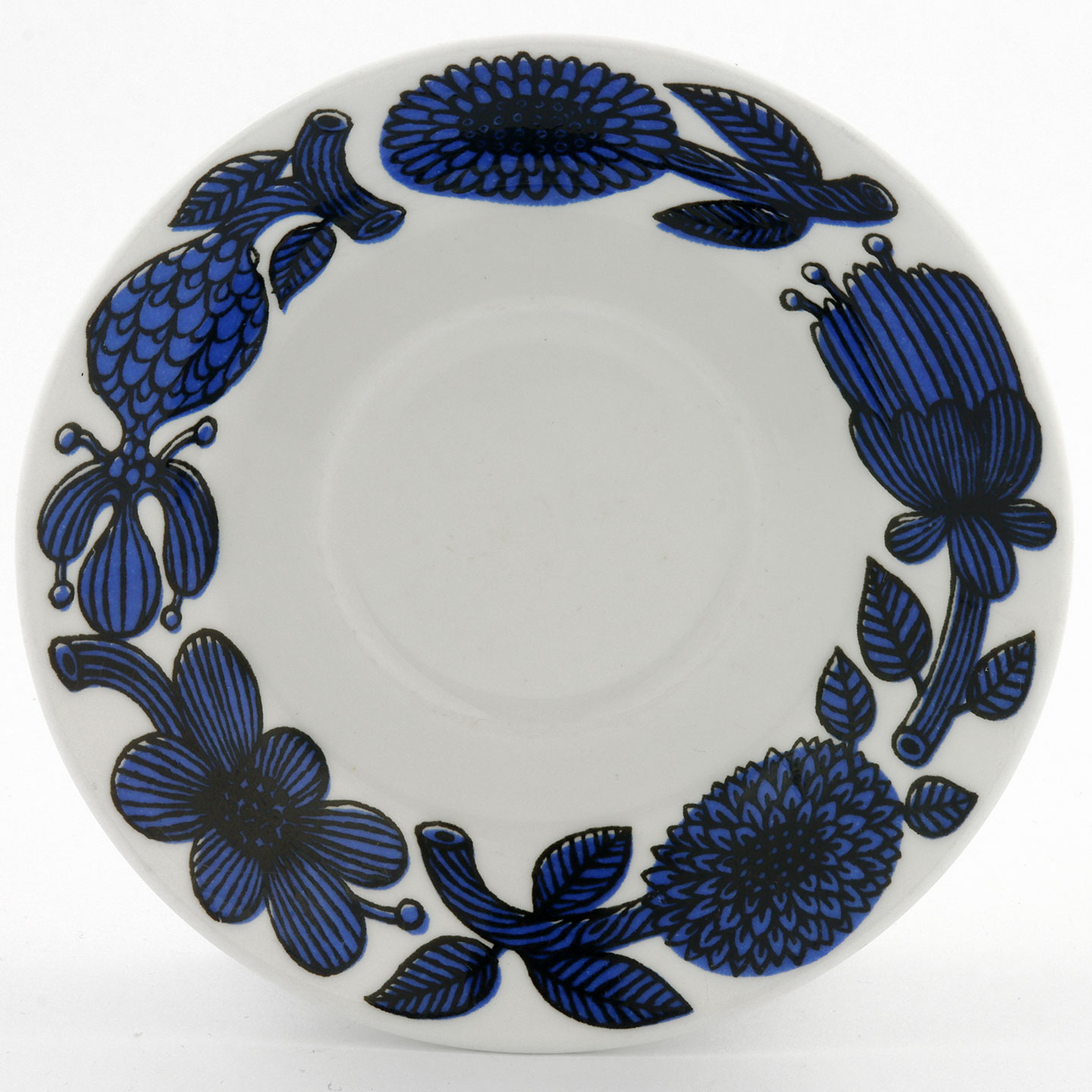 Stig Lindberg (Blå Aster 1972) Coffee Cup Saucer with Blue Flower