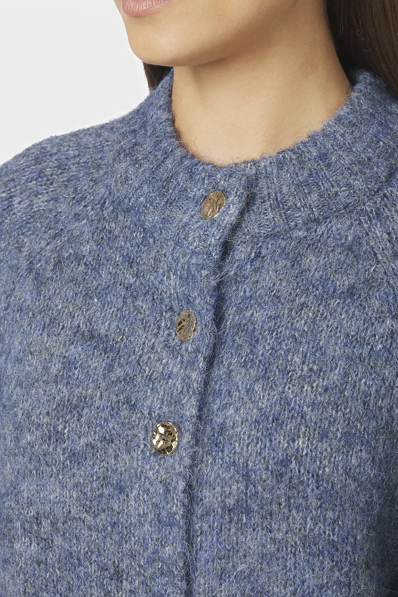 Neo Noir - Benuta Fluff  Knit Cardigan Smoke Blue - 4