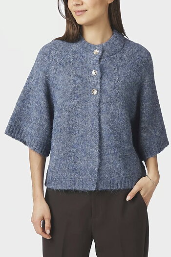 Neo Noir - Benuta Fluff  Knit Cardigan Smoke Blue