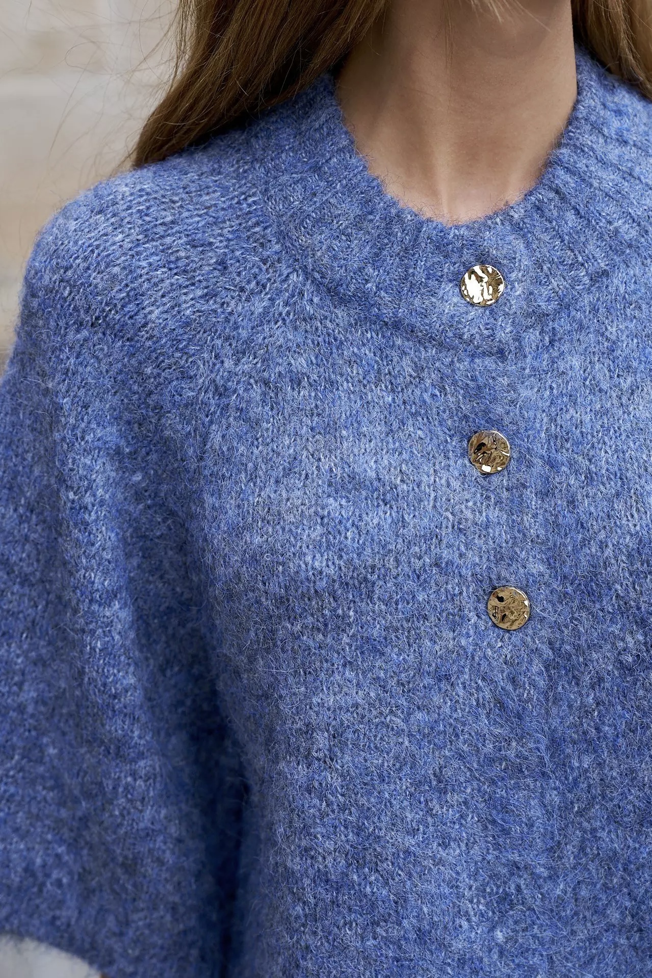 Neo Noir - Benuta Fluff  Knit Cardigan Smoke Blue - 6