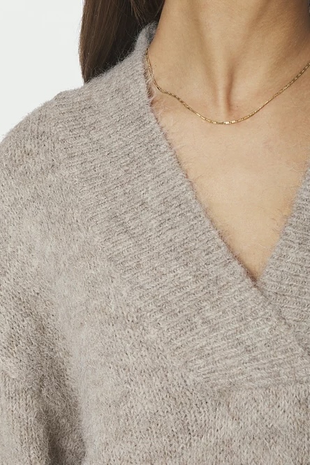 Neo Noir - Melli Fluffy Knit Blouse Beige Melange - 4