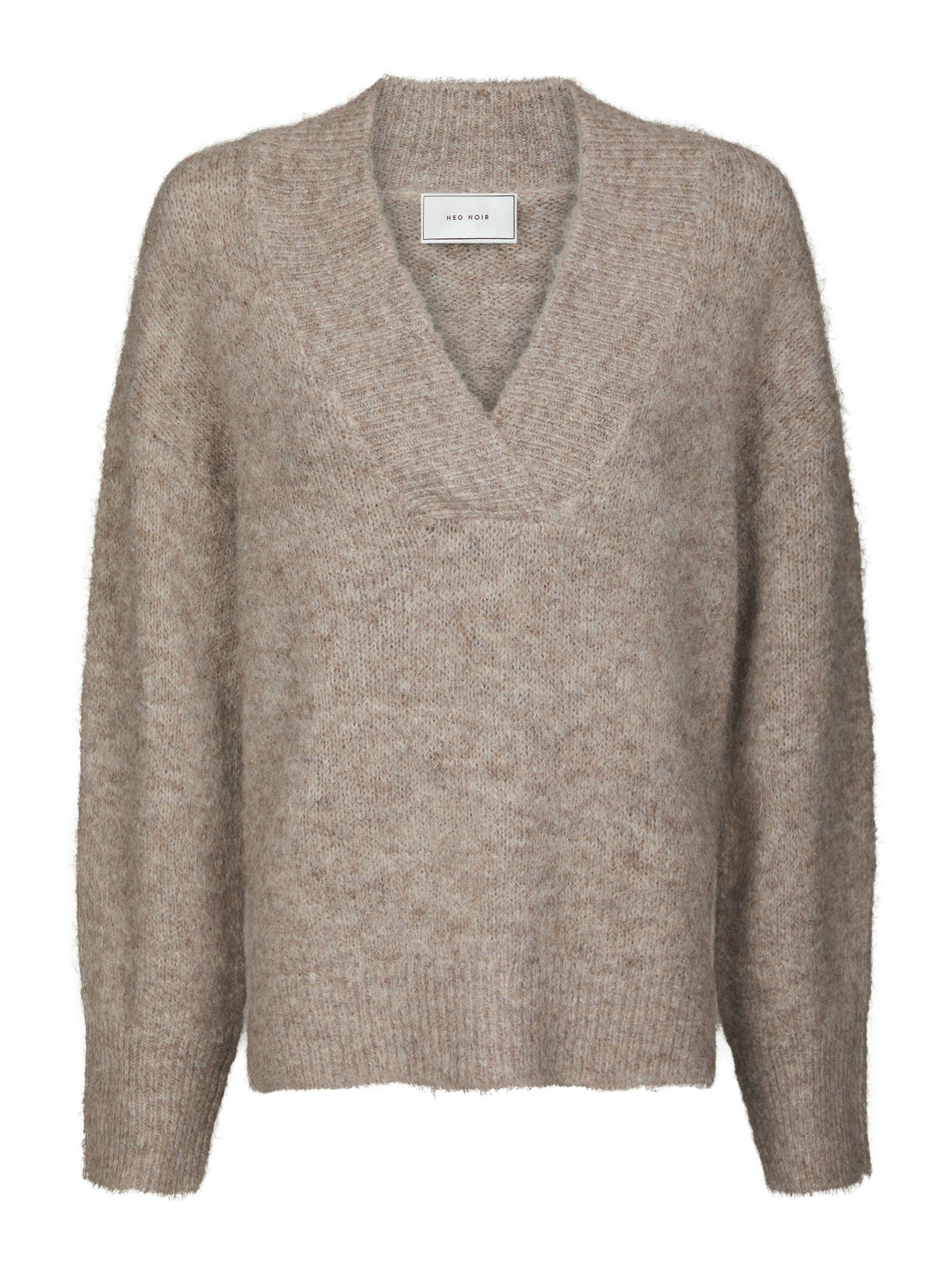 Neo Noir - Melli Fluffy Knit Blouse Beige Melange - 5