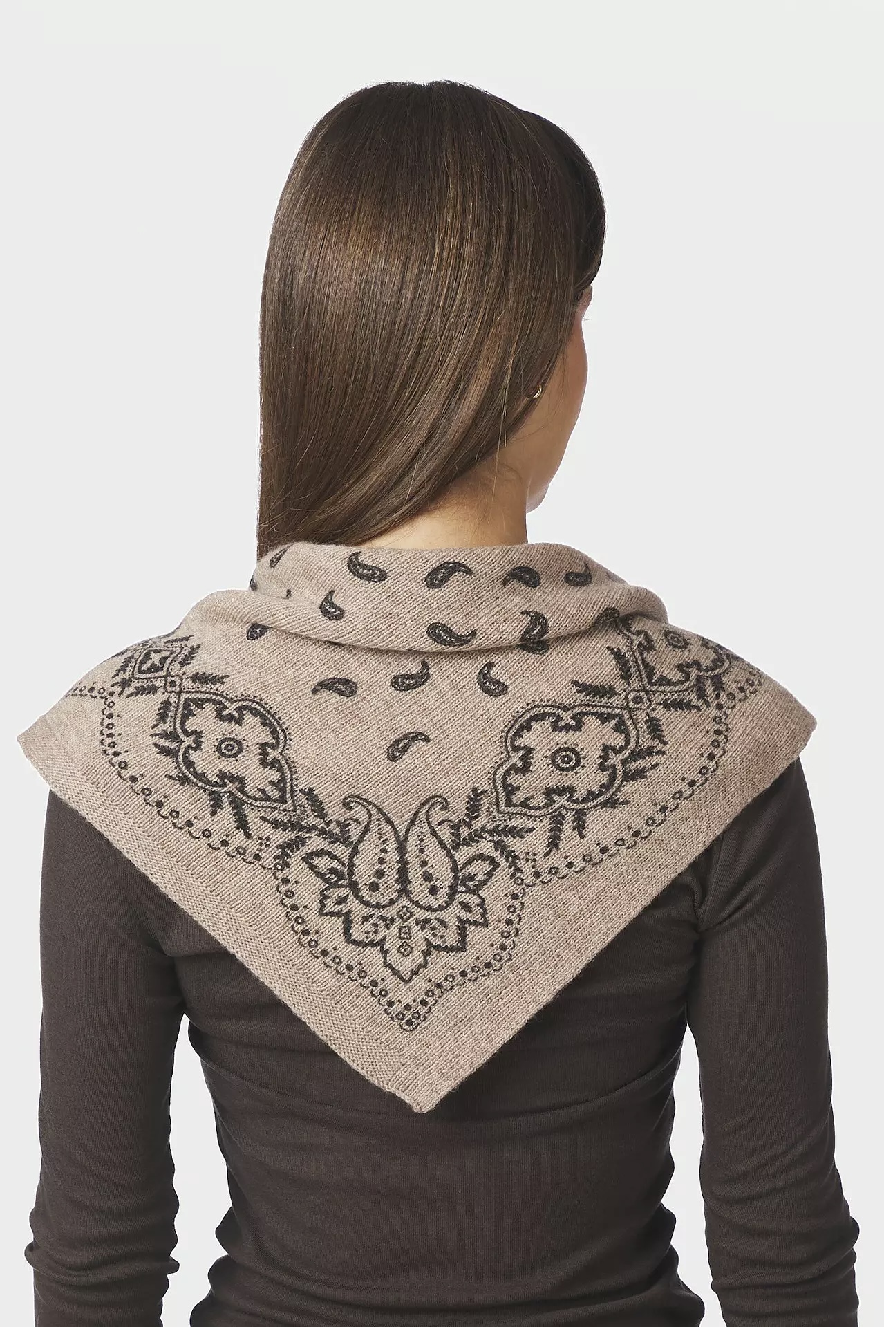 Neo Noir - Adelina Paisley Knit Scarf Beige Melange - 4