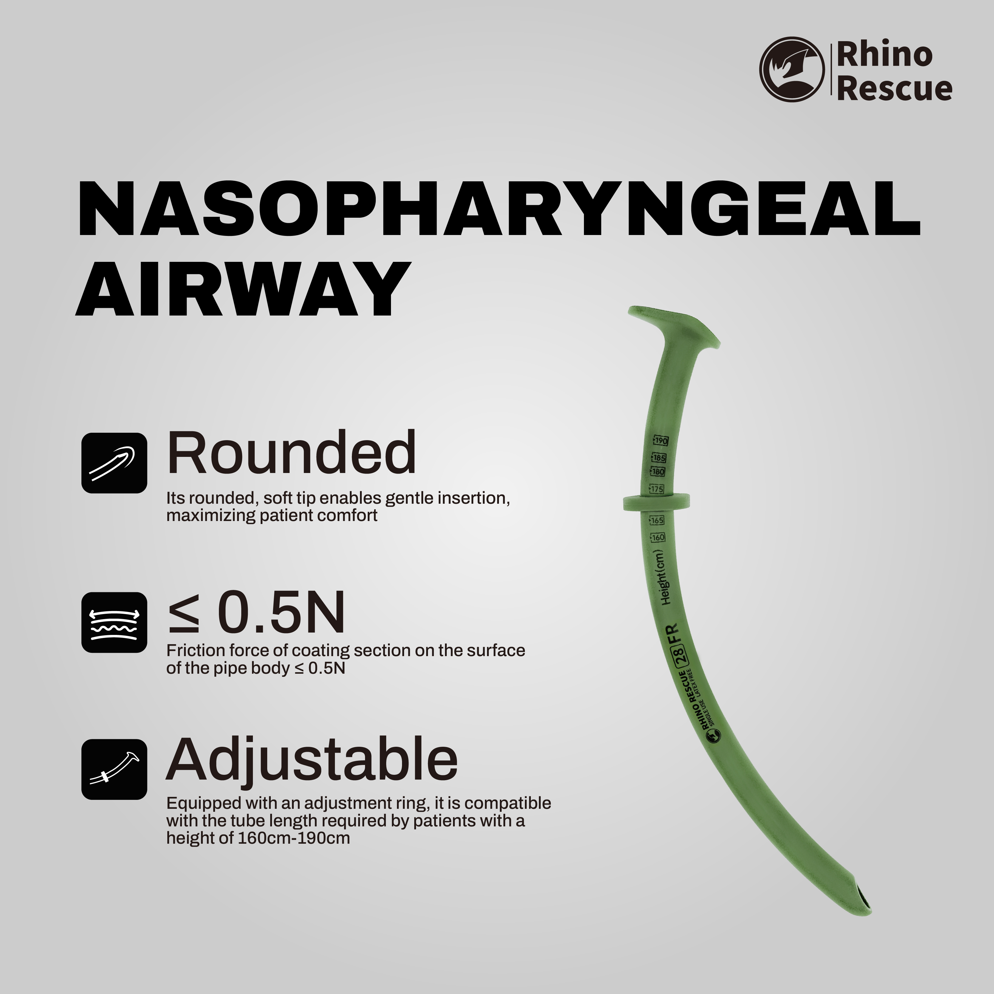 Nasopharyngeal Airway 28FR med glidmedel, Rhino Rescue