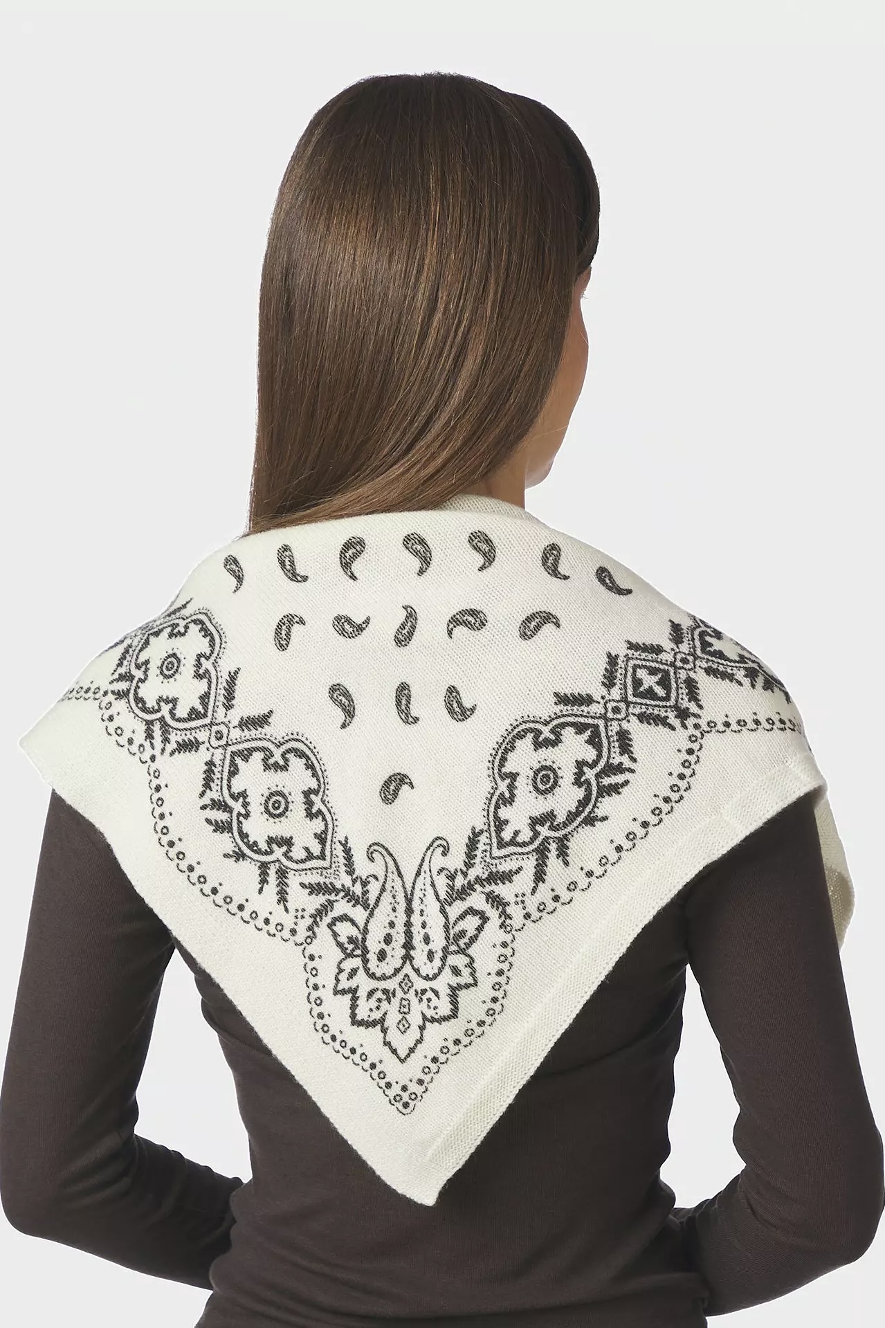 Neo Noir - Adelina Paisley Knit Scarf Off White - 2