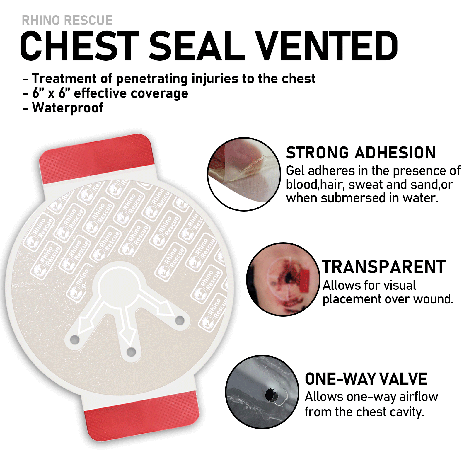 Chest Seal/Thoraxförband Twin Pack, Rhino Rescue - 3