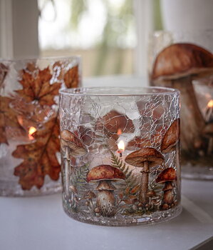 Maja Lykta 8x8 cm - Autumn Forest Mushrooms