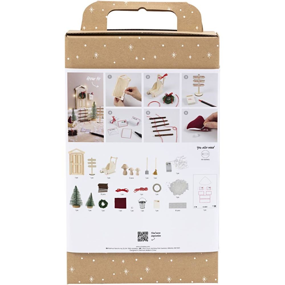 Baksida av komplett DIY-kit med innehåll och instruktioner