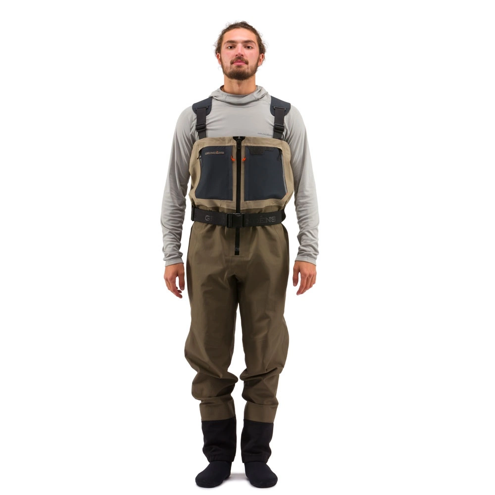 Grundéns Men's Boundary Zip Stockingfoot Wader Stone/Otter XXL (12-13) - 2