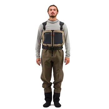 Grundéns Men's Boundary Zip Stockingfoot Wader Stone/Otter XXL (12-13)
