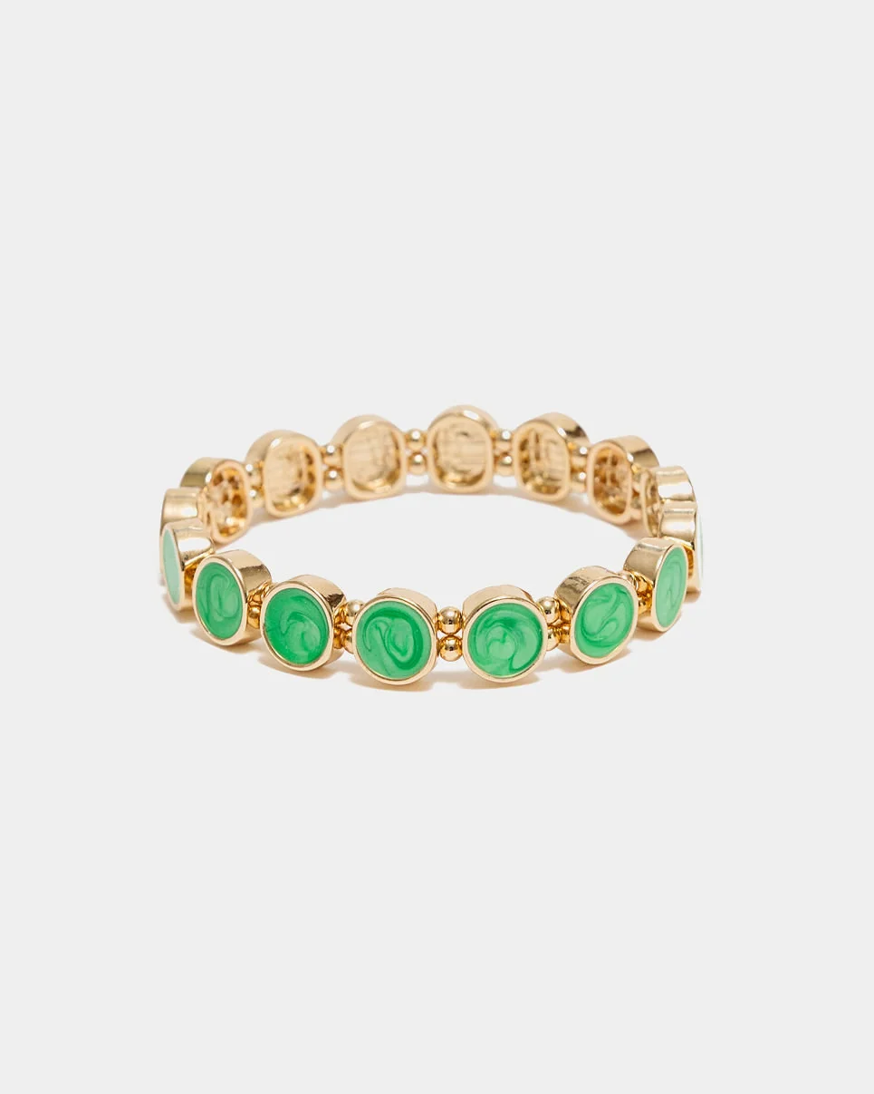 Armband Ava guldfärgat med gröna pärlor