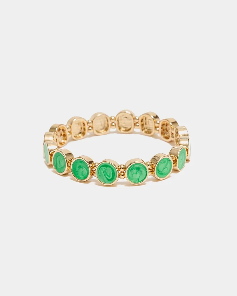 Armband Ava guldfärgat med gröna pärlor