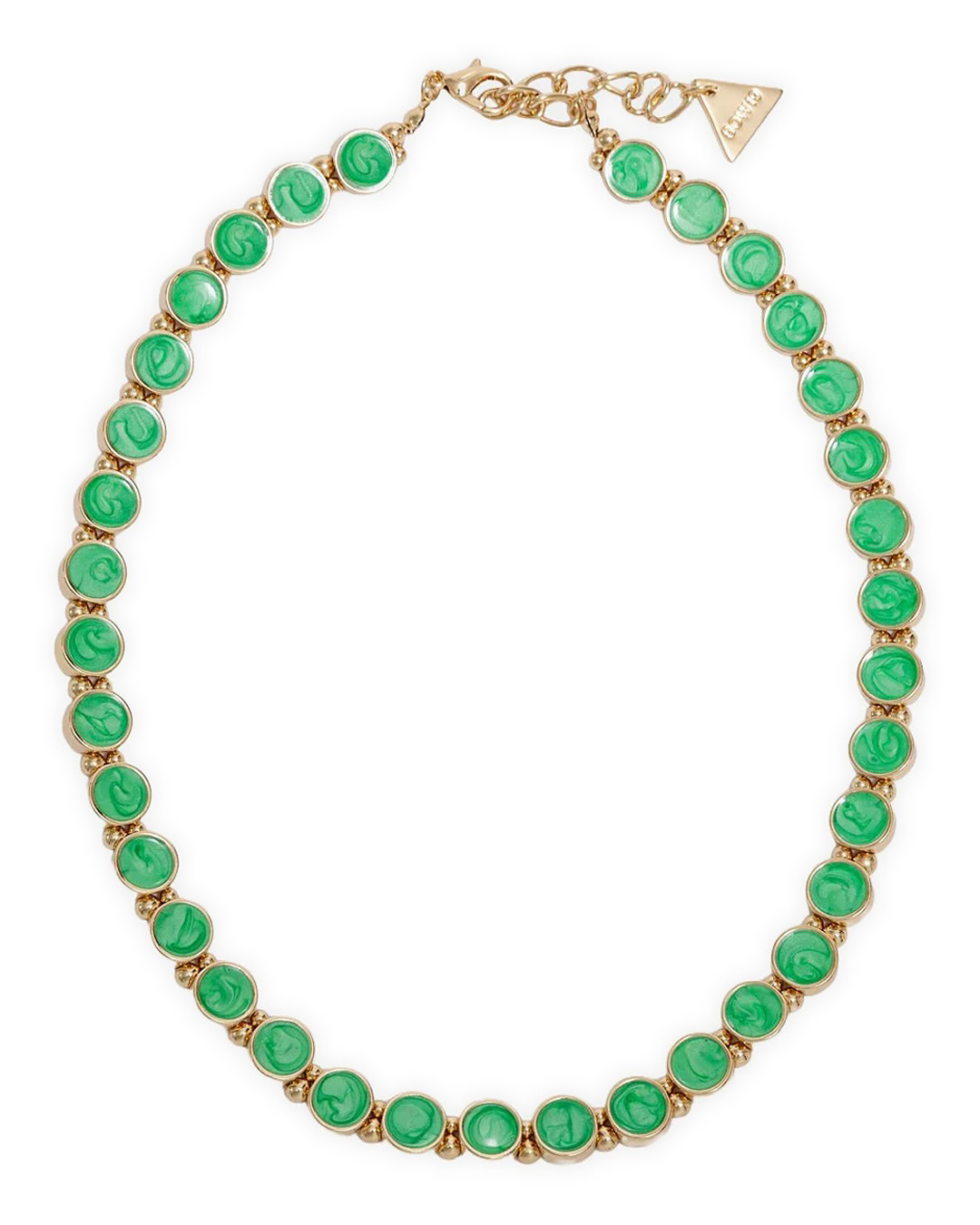 Halsband Ava guldfärgat med gröna pärlor