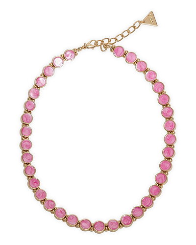 Halsband Ava guldfärgat med rosa pärlor