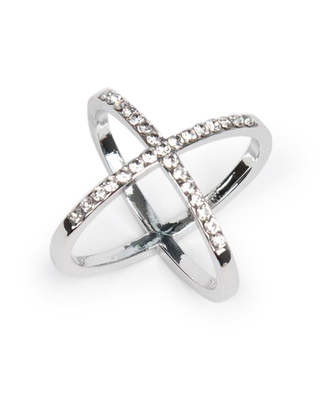 Sjalring X silver med strass