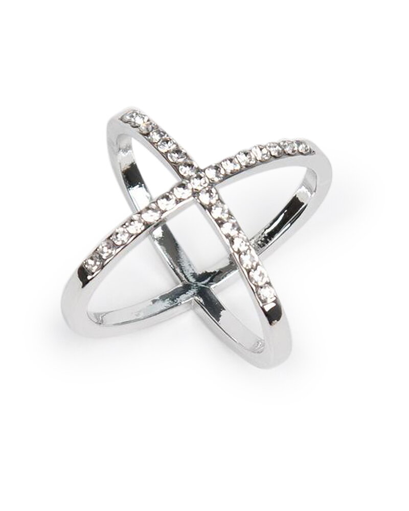 Sjalring X silver med strass