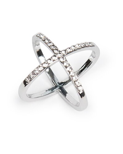 Sjalring X silver med strass