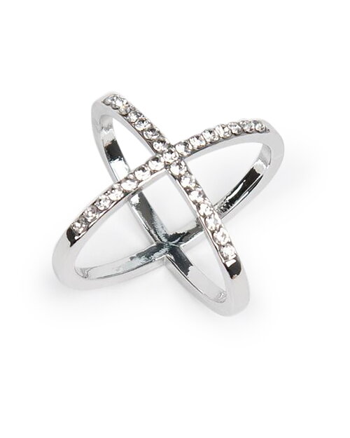 Sjalring X silver med strass