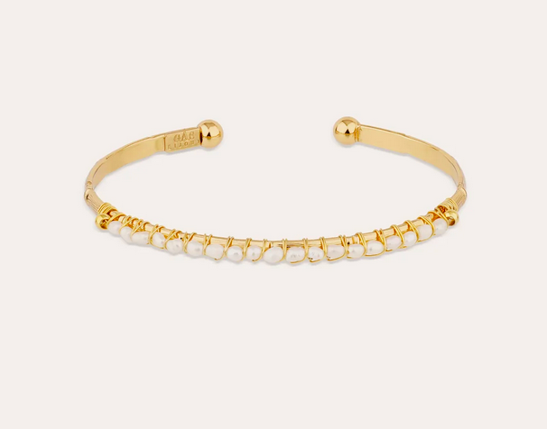 Small Lyre Bangle - White Mother-of-Pearl