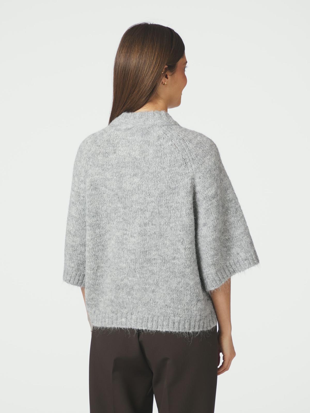 Neo Noir Benuta Fluffy Knit Cardigan, Grey Melange - 4